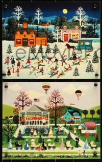 3y0426 JANE WOOSTER SCOTT set of 3 9x12 prints 1960s colorful artwork of small town scenes!