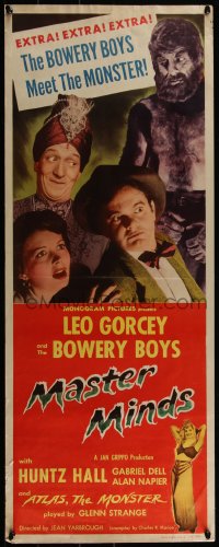 3z0504 MASTER MINDS insert 1949 Bowery Boys, Huntz Hall , Glenn Strange as monster!