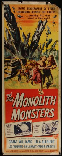 3z0505 MONOLITH MONSTERS insert 1957 classic Reynold Brown sci-fi art of living skyscrapers!