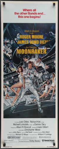 3z0506 MOONRAKER insert 1979 art of Moore as James Bond & sexy Lois Chiles by Goozee!