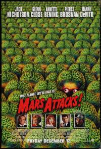 3z0930 MARS ATTACKS! int'l advance DS 1sh 1996 directed by Tim Burton, great image of cast!