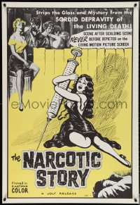 3z0939 NARCOTIC STORY 1sh 1958 great drug needle image, sordid depravity of the living death!