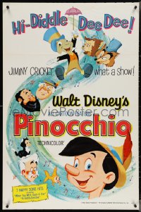 3z0950 PINOCCHIO 1sh R1962 Disney cartoon about a wooden boy who wants to be real!