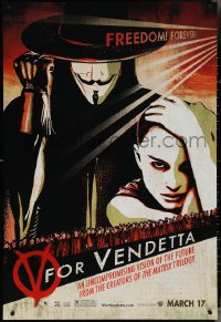 3z1027 V FOR VENDETTA teaser 1sh 2005 Wachowskis, Natalie Portman, Hugo Weaving w/ raised fist!