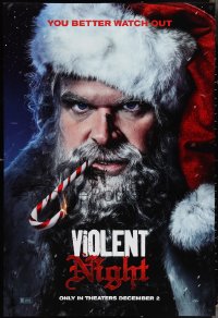 3z1029 VIOLENT NIGHT teaser DS 1sh 2022 creepy David Harbour as Santa Claus, you better watch out!