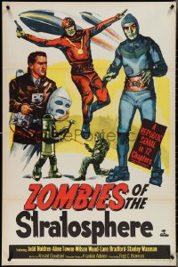 3z1042 ZOMBIES OF THE STRATOSPHERE 1sh 1952 cool art of aliens with guns including Leonard Nimoy!