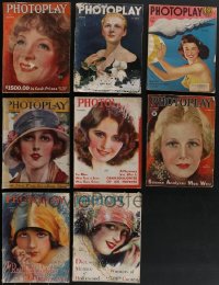 4a0452 LOT OF 8 PHOTOPLAY MOVIE MAGAZINES 1920s-1930s each has great cover art of a top star!