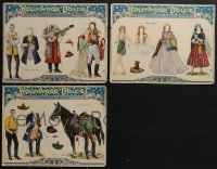 4a0538 LOT OF 3 HOLLYWOOD DOLLIES PAPER DOLLS 1925 Rudolph Valentino, Tom Mix, Mae Murray, rare!