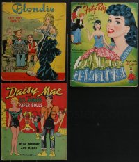 4a0446 LOT OF 3 COMIC STRIP-RELATED PAPER DOLL BOOKS 1940s-1950s Blondie, Daisy Mae & Lil Abner!