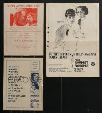 4a0726 LOT OF 3 AUSTRALIAN PRESS SHEETS FROM AUDREY HEPBURN MOVIES 1950s-1960s Unforgiven & more!