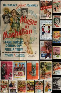 4a0182 LOT OF 23 FOLDED MOSTLY 1940s to 1950s ONE-SHEETS 1940s-1950s variety of cool movie images!