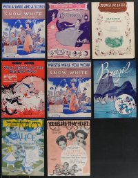 4a0494 LOT OF 8 WALT DISNEY SHEET MUSIC 1930s-1940s Snow White, Cinderella, Saludos Amigos & more!