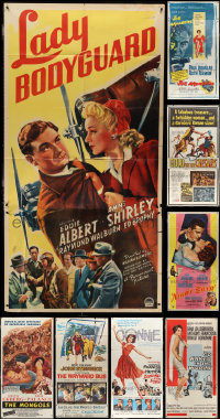 4a0383 LOT OF 8 FOLDED 1940s-1960s THREE-SHEETS 1940s-1960s great images from a variety of movies!