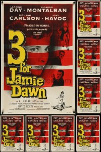 4a0240 LOT OF 8 FOLDED 3 FOR JAMIE DAWN ONE-SHEETS 1956 Laraine Day, Ricardo Montalban