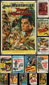 4a0217 LOT OF 13 FOLDED 1950s ONE-SHEETS 1950s great images from a variety of different movies!