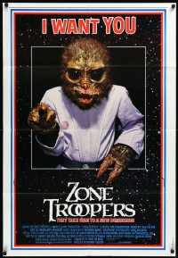 4a0219 LOT OF 12 FOLDED ZONE TROOPERS ONE-SHEETS 1985 alien parody of Uncle Sam I Want You poster!