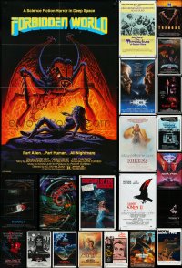 4a0142 LOT OF 47 FOLDED HORROR/SCI-FI ONE-SHEETS 1970s-1980s great images from several movies!