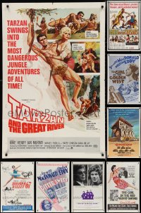 4a0242 LOT OF 8 FOLDED 1950s TO 1970s ONE-SHEETS 1950s-1970s great images from a variety of different movies!