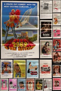 4a0835 LOT OF 61 TRI-FOLDED SEXPLOITATION ONE-SHEETS 1970s-1980s sexy images with some nudity!