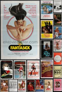 4a0839 LOT OF 57 TRI-FOLDED SEXPLOITATION ONE-SHEETS 1970s-1980s sexy images with some nudity!