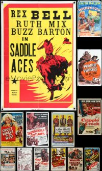 4a0214 LOT OF 14 FOLDED COWBOY WESTERN ONE-SHEETS 1940s-1950s great images from several movies!