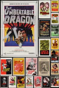 4a0924 LOT OF 29 FORMERLY TRI-FOLDED KUNG-FU ONE-SHEETS 1970s-1980s cool martial arts images!