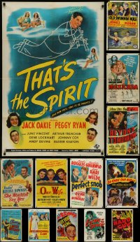 4a0218 LOT OF 13 FOLDED 1940S ONE-SHEETS 1940s great images from a variety of different movies!