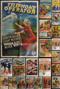 4a0171 LOT OF 29 FOLDED ONE-SHEETS IN FAIR CONDITION 1930s-1950s from a variety of movies!