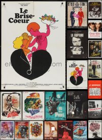 4a0902 LOT OF 22 FORMERLY FOLDED FRENCH 23X32 POSTERS 1960s-1990s a variety of cool movie images!