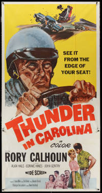 4b0249 THUNDER IN CAROLINA 3sh 1960 Rory Calhoun, artwork of the World Series of stock car racing!