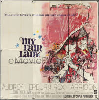 4b0233 MY FAIR LADY 6sh 1964 classic Bob Peak art of Audrey Hepburn & Rex Harrison, Best Picture!