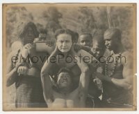 4b1356 TERROR ISLAND 8x10 still 1920 Harry Houdini carried by savage South Seas natives, ultra rare!