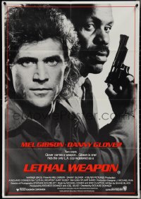 4b0323 LETHAL WEAPON Aust 1sh 1987 great close image of cop partners Mel Gibson & Danny Glover!