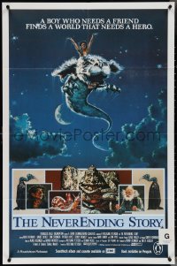 4b0326 NEVERENDING STORY Aust 1sh 1984 Wolfgang Petersen, fantasy art of Falcor & cast by Ezra Tucker!