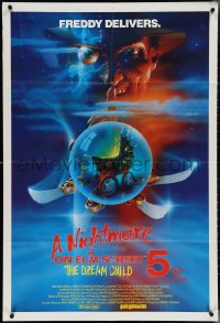 4b0327 NIGHTMARE ON ELM STREET 5 Aust 1sh 1989 cool Matthew Peak horror art, here comes Freddy Jr.!