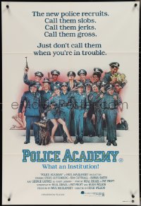 4b0328 POLICE ACADEMY Aust 1sh 1984 Steve Guttenberg, Kim Cattrall, Drew Struzan police artwork!