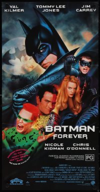 4b0339 BATMAN FOREVER Aust daybill 1995 Kilmer, Kidman, O'Donnell, Jones, Carrey, top cast!