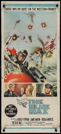 4b0345 BLUE MAX Aust daybill 1966 different art of WWI fighter pilot George Peppard in airplane!