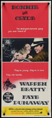 4b0346 BONNIE & CLYDE Aust daybill 1968 notorious crime duo Warren Beatty & Faye Dunaway, Penn!