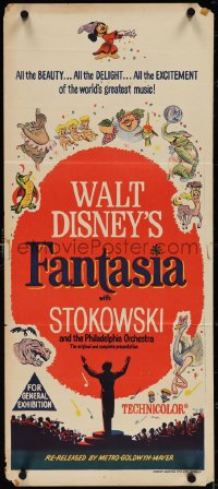 4b0366 FANTASIA Aust daybill R1960s Sorcerer's Apprentice Mickey Mouse, Disney cartoon classic!