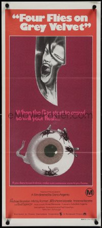 4b0371 FOUR FLIES ON GREY VELVET Aust daybill 1971 Dario Argento's 4 Mosche di Velluto Grigio!