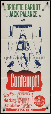 4b0393 LE MEPRIS Aust daybill 1963 Jean-Luc Godard's Contempt, Brigitte Bardot, ultra rare!