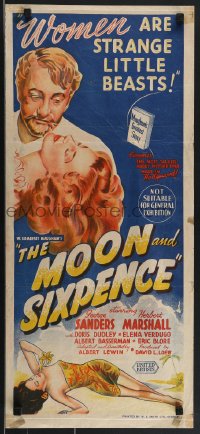 4b0405 MOON & SIXPENCE Aust daybill 1942 Sanders, women are strange little beasts, ultra rare!