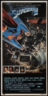 4b0424 SUPERMAN II Aust daybill 1981 Christopher Reeve, Terence Stamp, cool art by Daniel Goozee!