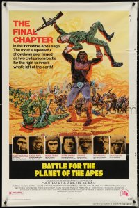 4b0828 BATTLE FOR THE PLANET OF THE APES 1sh 1973 Tanenbaum art of war between apes & humans!