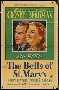 4b0834 BELLS OF ST. MARY'S 1sh 1946 art of smiling pretty Ingrid Bergman & Bing Crosby!