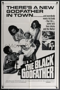 4b0838 BLACK GODFATHER 1sh R1970s the FBI, foxy chicks and the Mafia want his body!