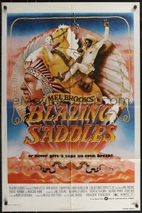 4b0841 BLAZING SADDLES 1sh 1974 art of Cleavon Little & Mel Brooks by Alvin & Goldschmidt!