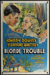 4b0844 BLONDE TROUBLE Other Company 1sh 1937 different art of Eleanore Whitney & Johnny Downs!