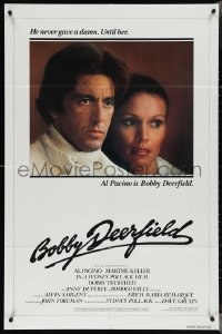 4b0848 BOBBY DEERFIELD int'l 1sh 1977 close up of F1 race car driver Al Pacino & Marthe Keller!